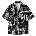 Black and white graphic patterned shirt on a white background