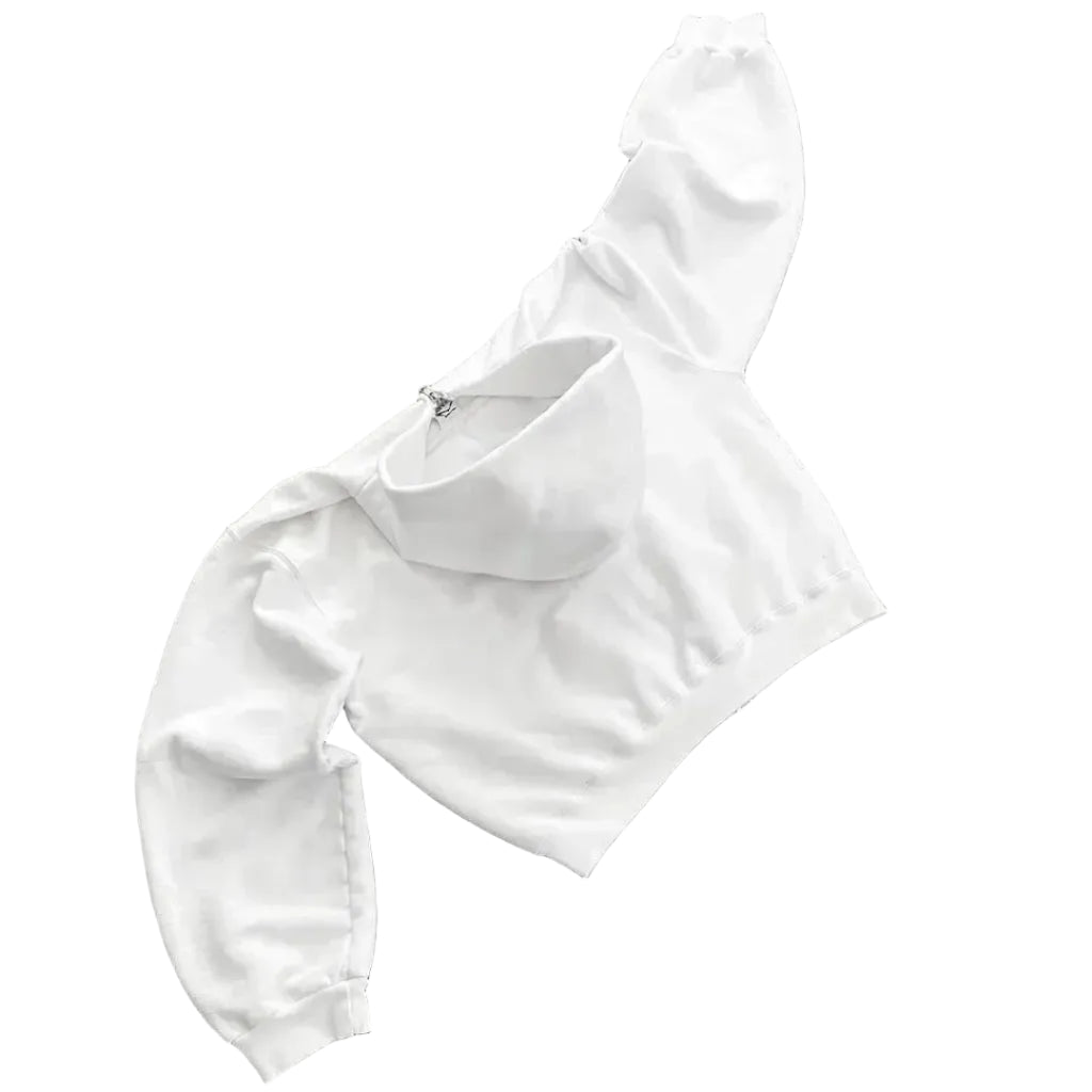 White hoodie on a gray concrete surface