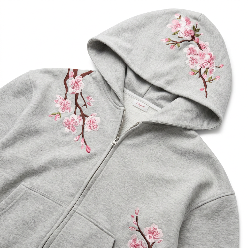 Argent Sakura Embroidered Hoodie