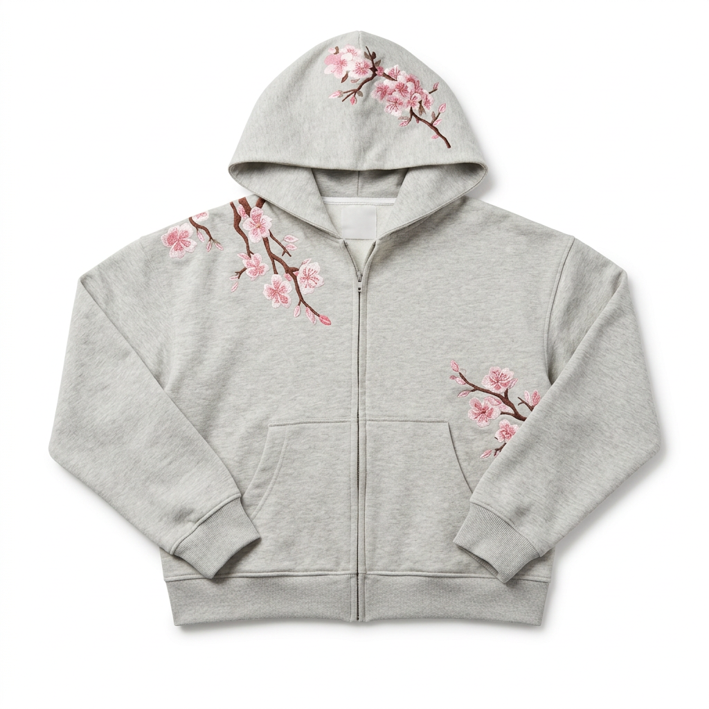 Argent Sakura Embroidered Hoodie