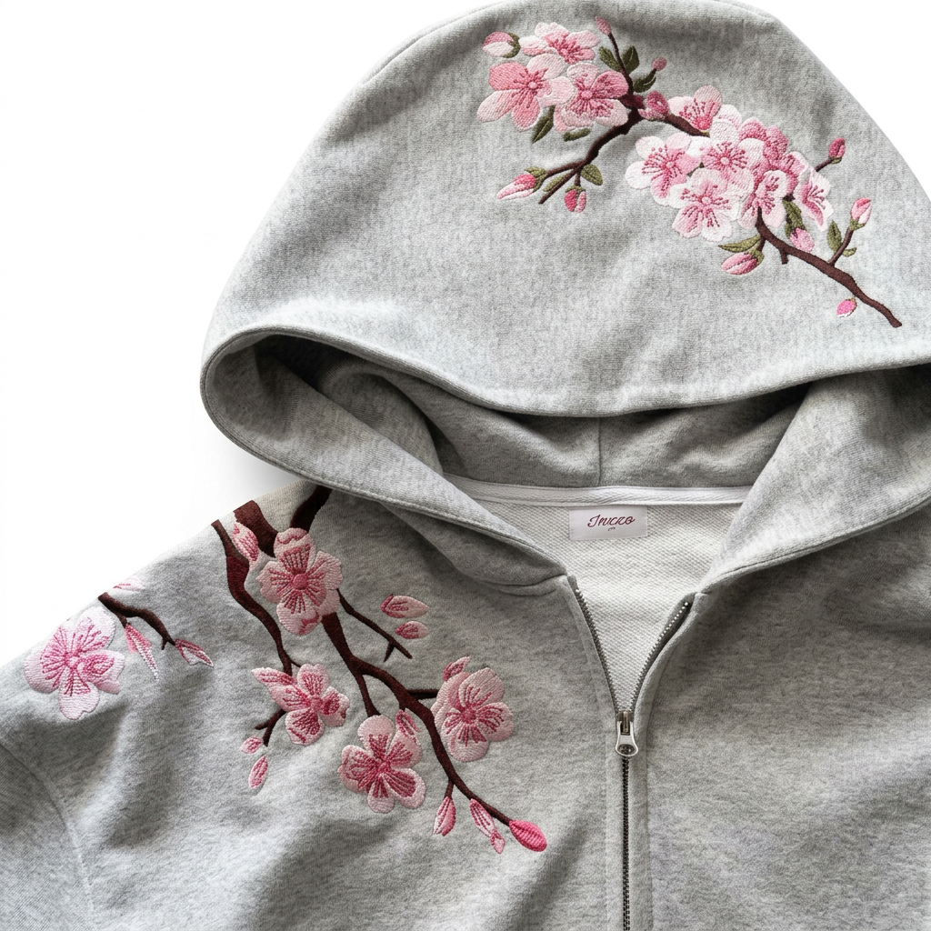 Argent Sakura Embroidered Hoodie